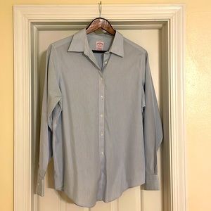 Brooks Brothers womens dress shirt, size 14, light blue striped